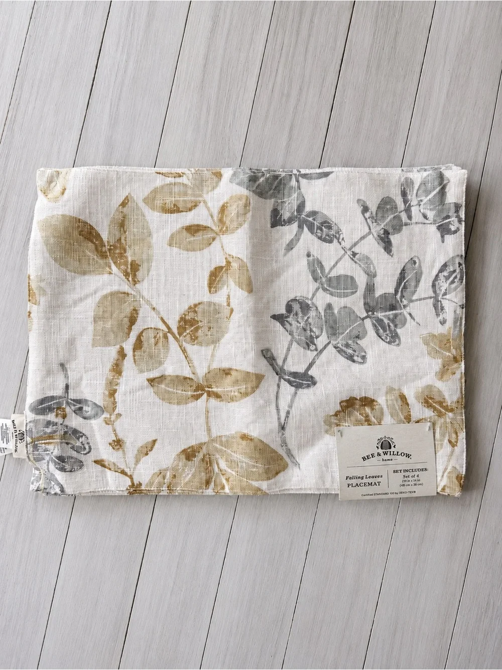 Bee & Willow Falling Leaves Cotton Placemats Set of 4 NWT 14x19